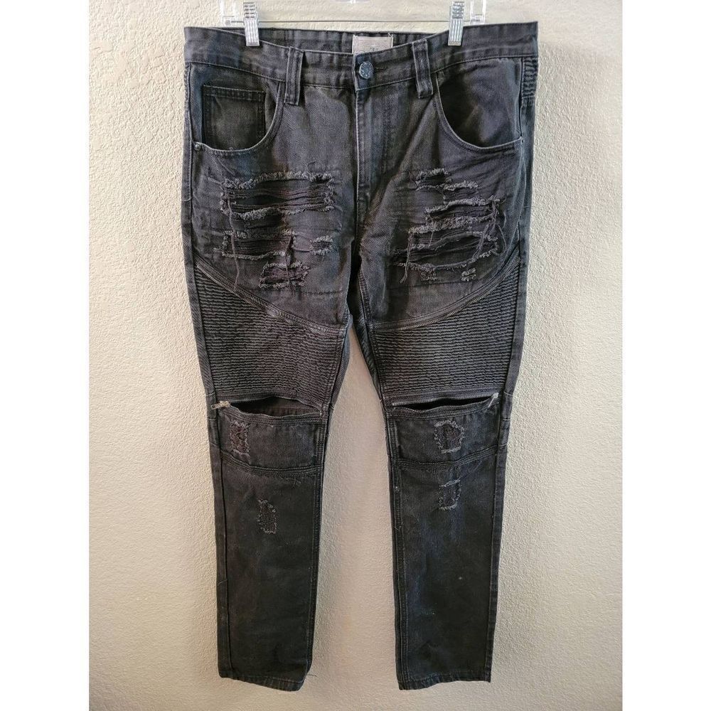 Original Vintage Denim Women's Black Smoke-Rise Distressed Jeans Size 38/34
